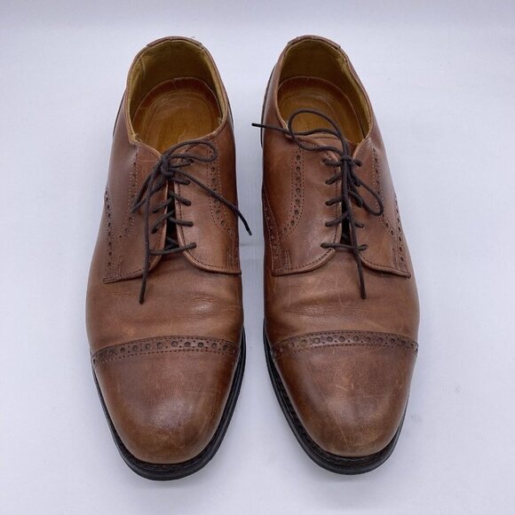 Allen Edmonds Shoes Men\'s 11 D Benton Cap Toe Brogue Derby Brown Leather Vibram main image 12